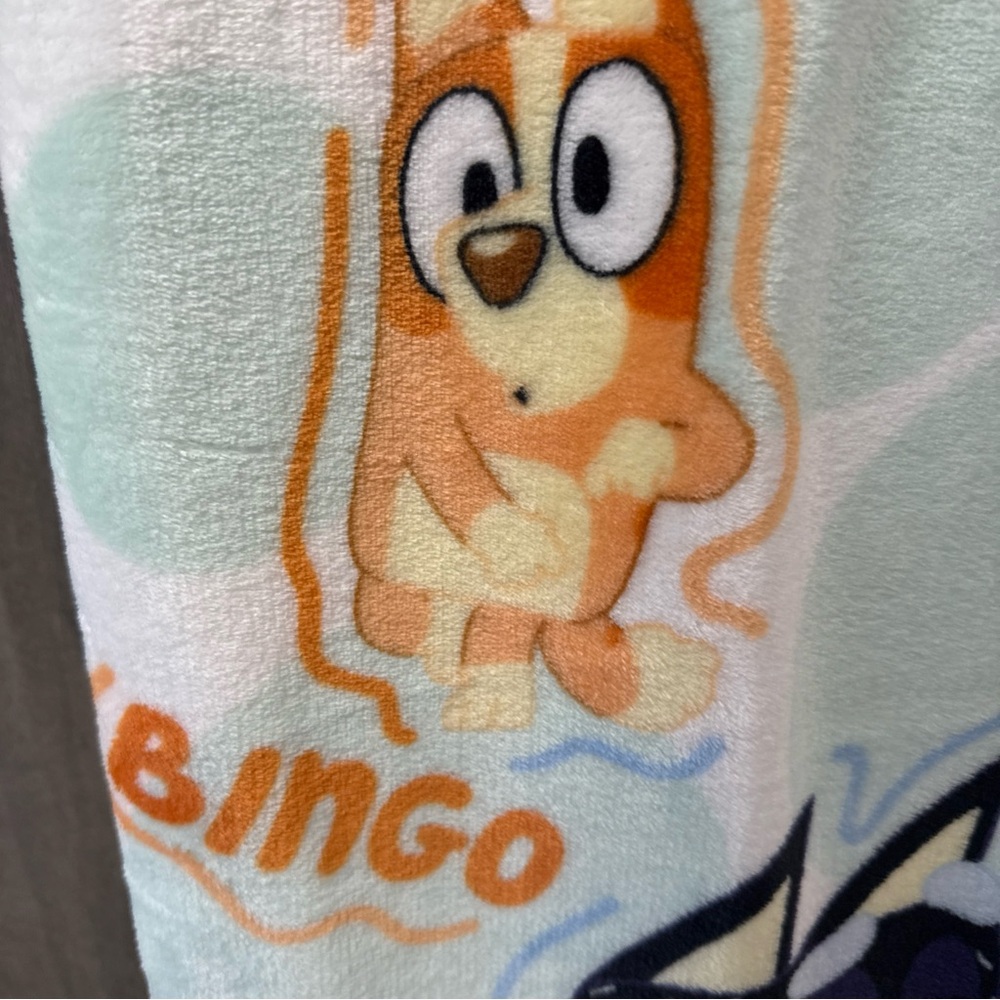 New Bluey Bingo Bandit & Chili Heeler Family 50" x 70" Throw Blanket On Hanger - Picture 6 of 9